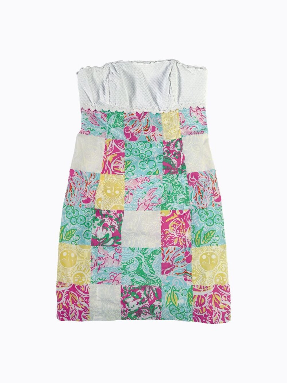 Vtg Lilly Pulitzer Franco State Patchwork Dress 0 XS Sweetheart Patch Back Tie